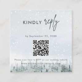 Moderne Winterbos Bruiloft RSVP Kaart