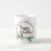 Moderne winterbos dennentakken krans feestdagen koffiemok (Center)