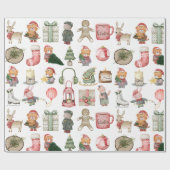 Moderne winterden groene boom en beer cadeaupapier (Vlak)