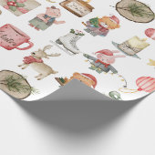 Moderne winterden groene boom en beer cadeaupapier (Hoek)