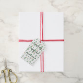 Moderne Winterdennenboom Ster Cadeaulabel (Met Touw)