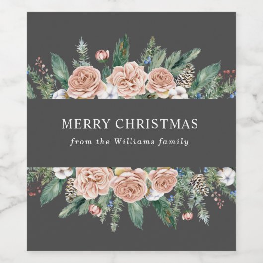 moderne winterfeestelijke kerst wijn etiket (Enkel label)