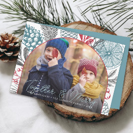 Moderne Wintergroen Kerst Foto Feestdagenkaart