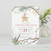 Moderne winterhouten takken kerstopen huis kaart (Staand voorkant)