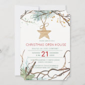 Moderne winterhouten takken kerstopen huis kaart (Voorkant)