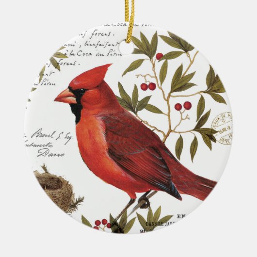 moderne  winterkardinaal keramisch ornament (Voorkant)