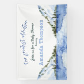 Moderne winterlandschap ons grootste avontuur spandoek (Verticaal)
