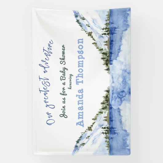 Moderne winterlandschap ons grootste avontuur spandoek (Verticaal)