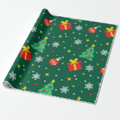 Moderne winterpine groene kerstmis cadeaupapier (Uitgerold)
