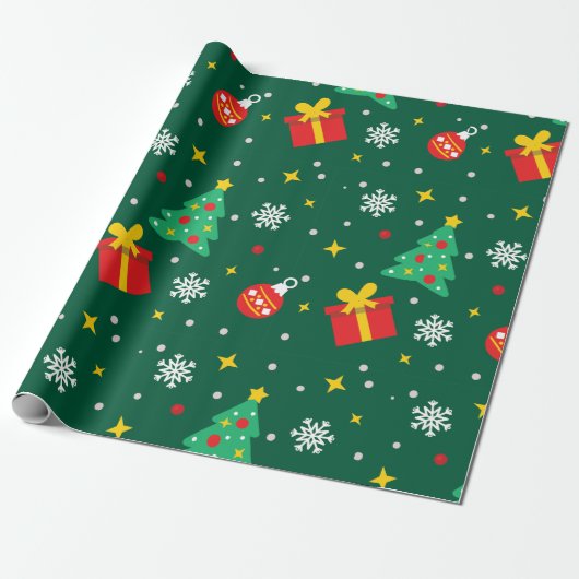 Moderne winterpine groene kerstmis cadeaupapier (Uitgerold)
