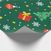 Moderne winterpine groene kerstmis cadeaupapier (Hoek)