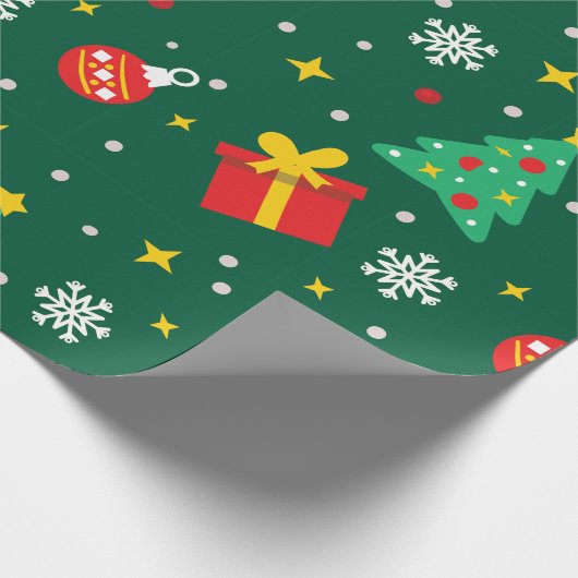 Moderne winterpine groene kerstmis cadeaupapier (Hoek)