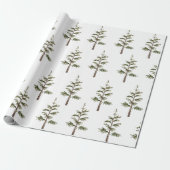 Moderne winterpine groene Waterverf Cadeaupapier (Uitgerold)