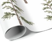 Moderne winterpine groene Waterverf Cadeaupapier (Rol Hoek)