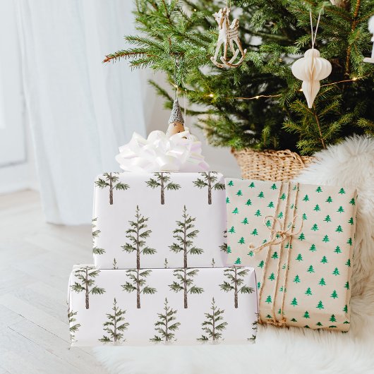 Moderne winterpine groene Waterverf Cadeaupapier