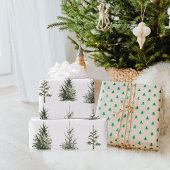 Moderne winterpine groene Waterverf — Wrapping Cadeaupapier