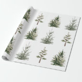 Moderne winterpine groene Waterverf — Wrapping Cadeaupapier (Uitgerold)