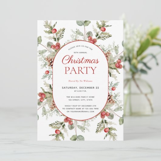 Moderne winterpine kerstfeest kaart (Staand voorkant)