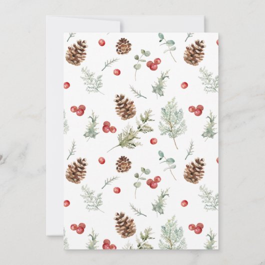 Moderne winterpine kerstfeest kaart (Achterkant)