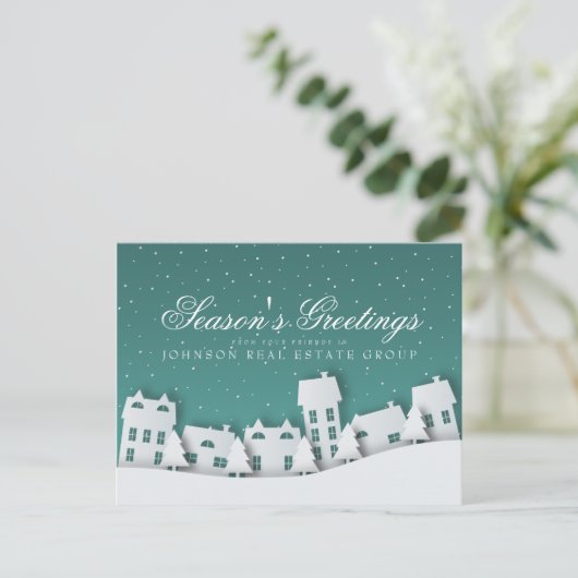 Moderne winterscène | De groeten van het vakanties Briefkaart (Staand voorkant)