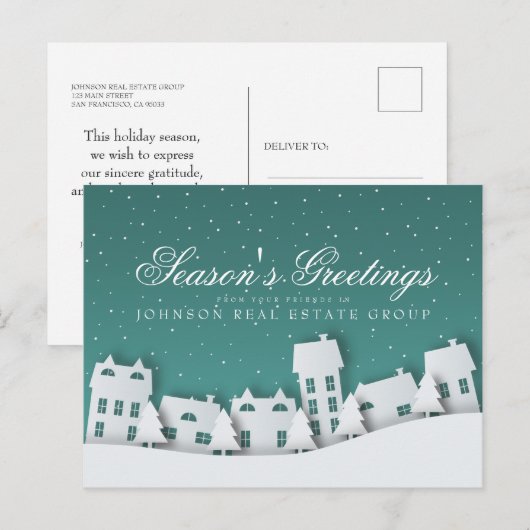 Moderne winterscène | De groeten van het vakanties Briefkaart (Voorkant / Achterkant)