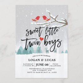 Moderne winterse Baby shower - Kleine Twin Boys Kaart