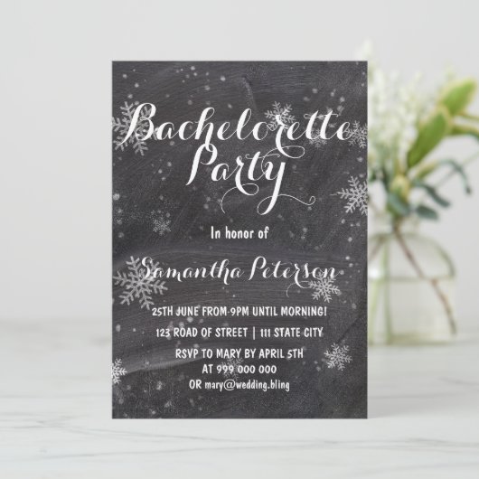 Moderne wintersneeuwkbordfeest kaart (Staand voorkant)