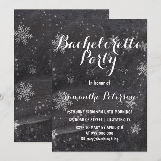 Moderne wintersneeuwkbordfeest kaart (Voorkant / Achterkant)