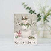moderne  wintersneeuwman briefkaart (Staand voorkant)