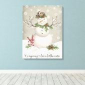 moderne  wintersneeuwman canvas afdruk (Insitu (Houten vloer))