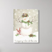 moderne  wintersneeuwman canvas afdruk (Voorkant)