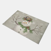 moderne  wintersneeuwman deurmat (Schuin)