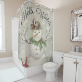 moderne  wintersneeuwman douchegordijn (In situ)