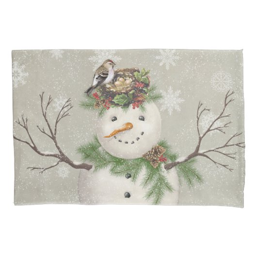 moderne  wintersneeuwman kussensloop (Voorkant-Links)