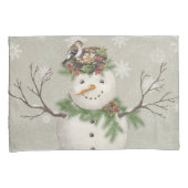 moderne  wintersneeuwman kussensloop (Voorkant-Rechts)