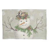 moderne  wintersneeuwman kussensloop (Voorkant)