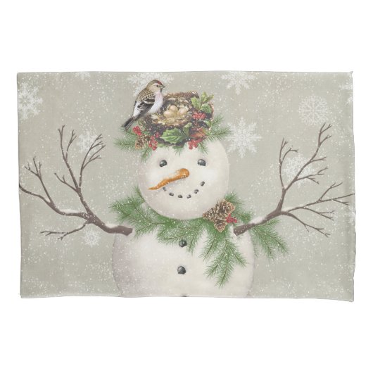 moderne  wintersneeuwman kussensloop (Voorkant)