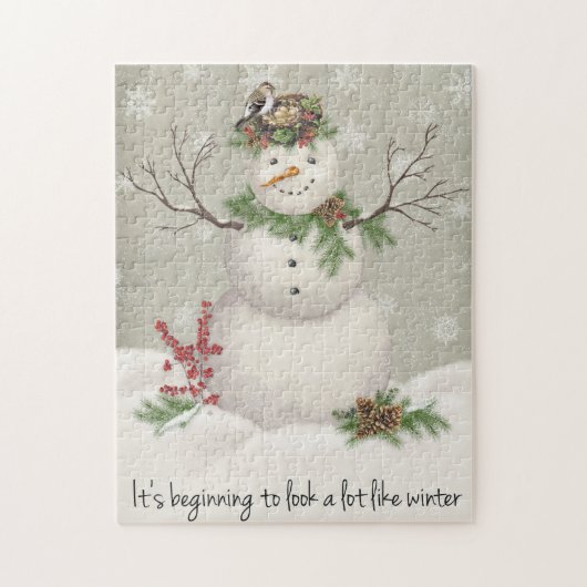 moderne  wintersneeuwman legpuzzel (Verticaal)