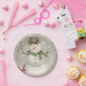 moderne wintersneeuwman papieren bordje (Feest)