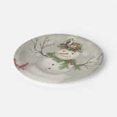 moderne wintersneeuwman papieren bordje (Gekanteld)