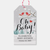 Moderne wintersneeuwscène in het Baby shower Cadeaulabel (Voorkant)