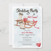 Moderne wintersneeuwsnuifje met hot coa-verjaardag kaart (Voorkant)