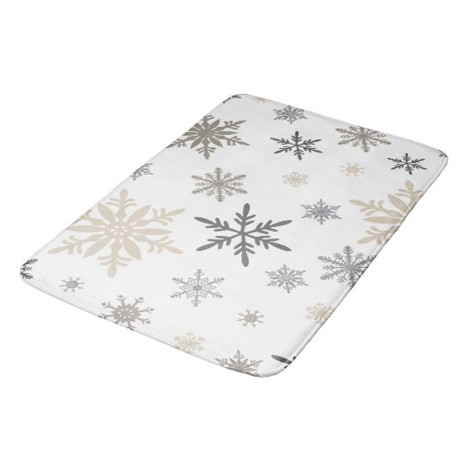 Moderne  wintersneeuwvlokken badmat (Gekanteld)