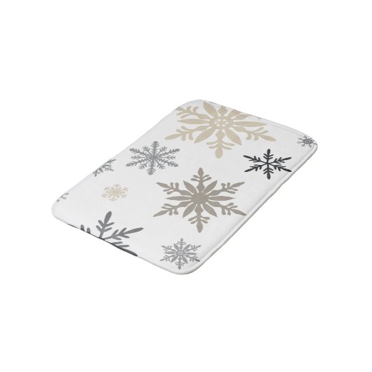 Moderne wintersneeuwvlokken badmat (Gekanteld)