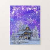 Moderne  wintersneeuwvlokken: blauw legpuzzel (Verticaal)