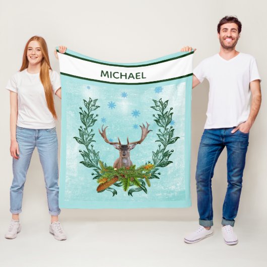 Moderne  wintersneeuwvlokken fleece deken (In situ)