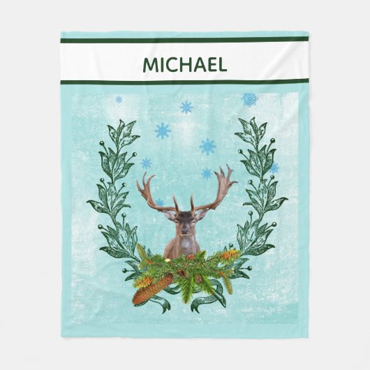 Moderne  wintersneeuwvlokken fleece deken (Voorkant)