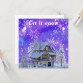 Moderne  wintersneeuwvlokken kaart (Voorkant / Achterkant in situ)