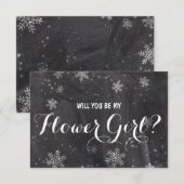 Moderne wintersneeuwvlokken krijtbord Bloemenmeisj Kaart (Voorkant / Achterkant)