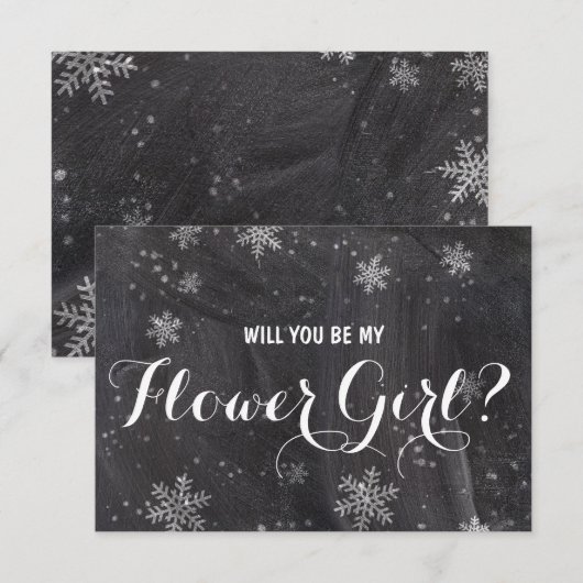 Moderne wintersneeuwvlokken krijtbord Bloemenmeisj Kaart (Voorkant / Achterkant)